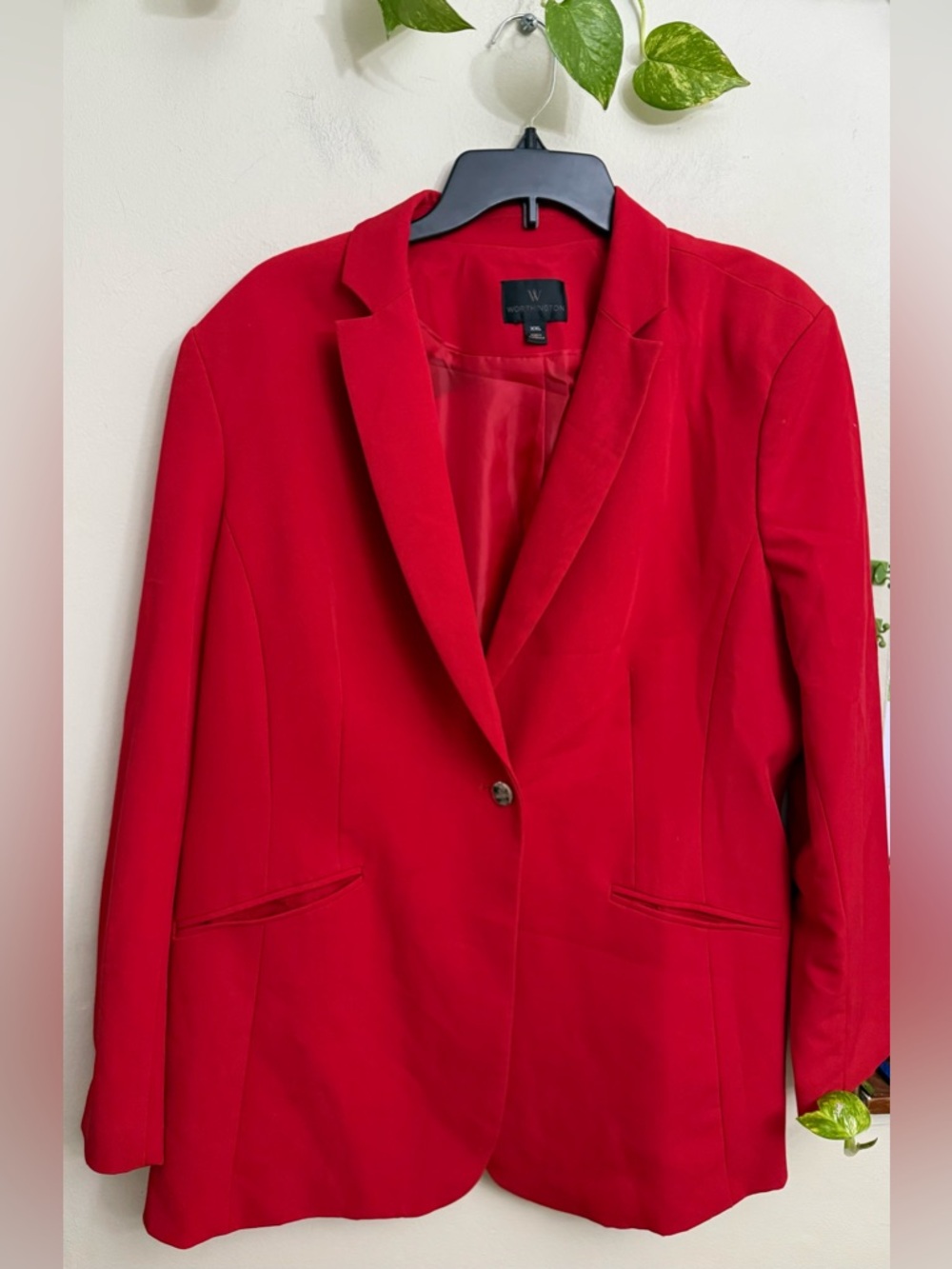 Worthington Bright Red Single-Button Blazer